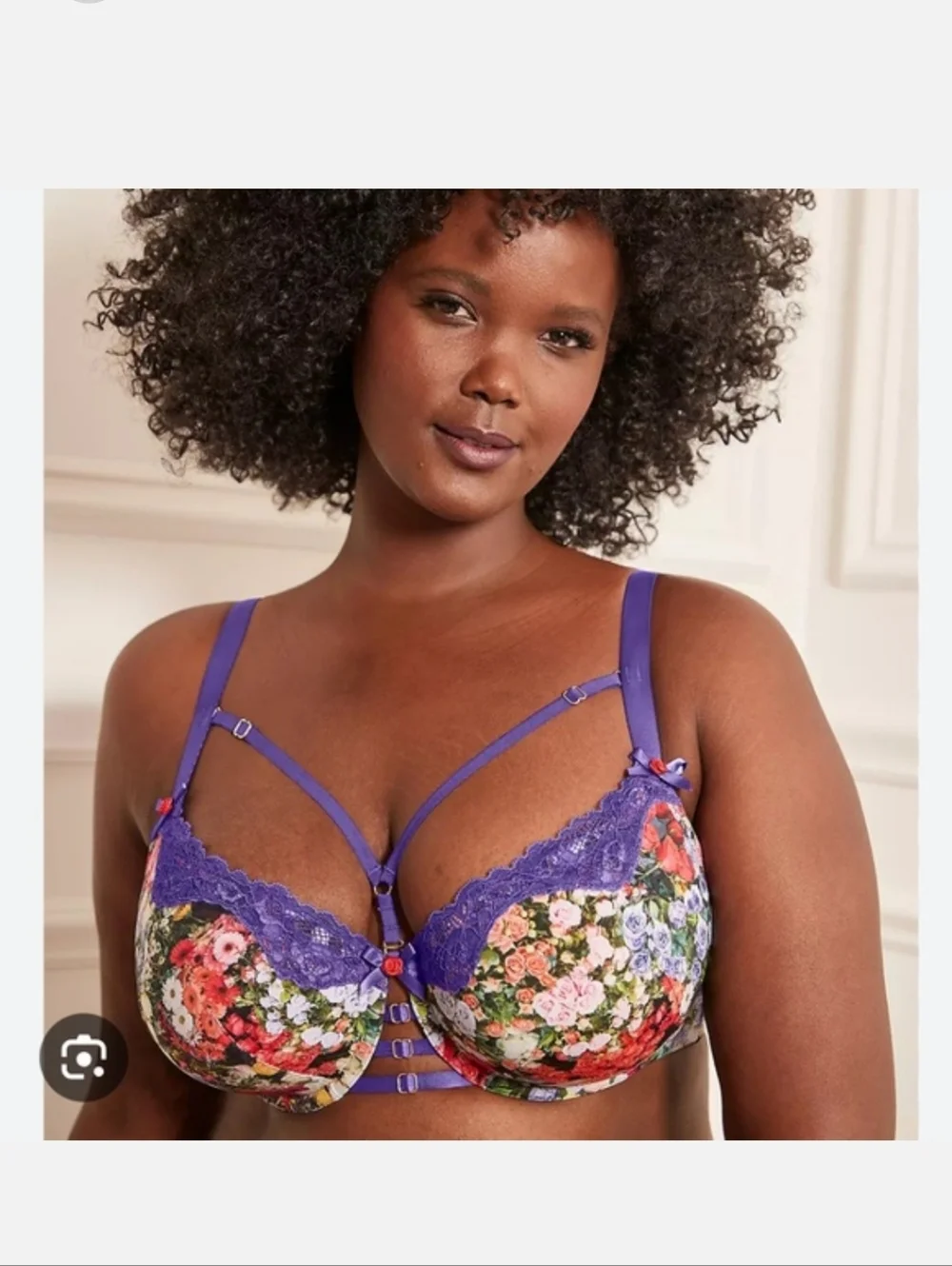 Cacique Purple Floral Lace Underwire Bra Boost Balconette